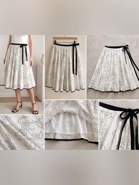 Max Edition 100% Cotton Eyelet Midi Skirt – NWT